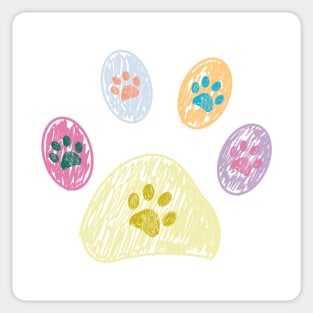 Colorful doodle paw prints symbol Sticker